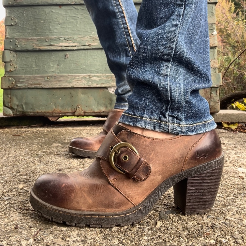 Distressed Leather Ankle Boots